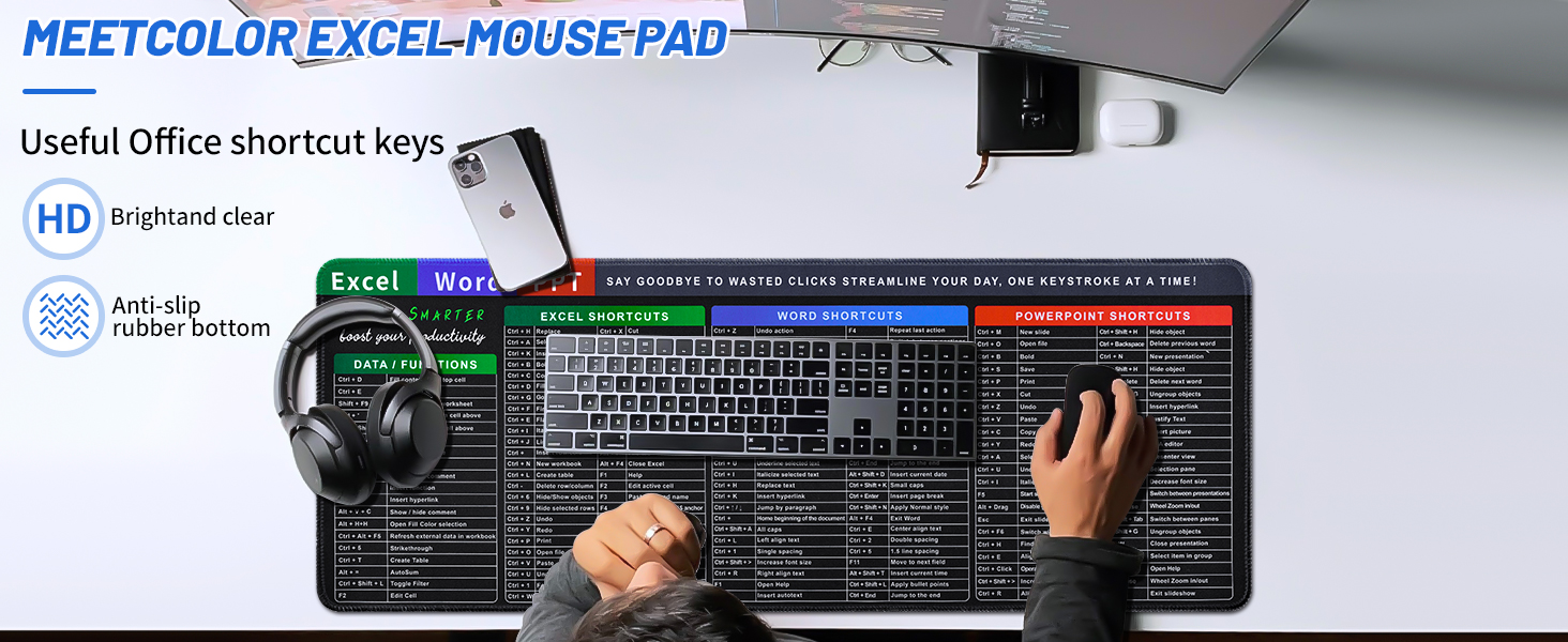 excel cheat sheet desk pad