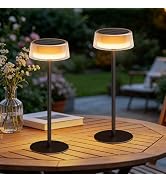 Solar Table Lamps Outdoor 2 Pack, Patio Solar Table Lights IP65 Waterproof | Cordless Rechargeabl...