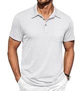 COOFANDY Men Short Sleeve Polo Shirt Casual Summer Collar Shirts Dress Button Polo T Shirt Classi...