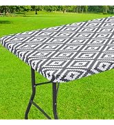 Smiry Rectangle Picnic Table Cloth, Waterproof Elastic Fitted Outdoor Tablecloths for 6 Foot Tabl...