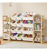 EXPERLAM Extra Large Toy Storage - Toy Storage Organizer, Wooden Toy Organizer with 6 Side Shelve...