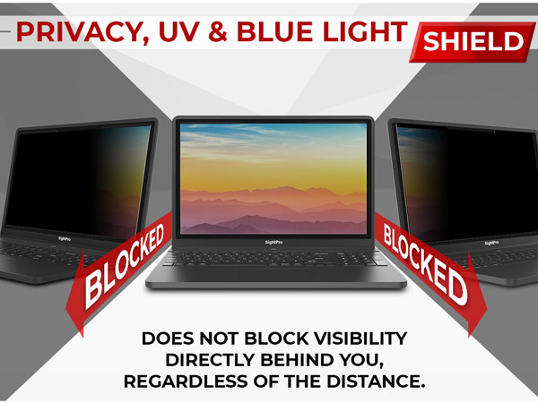 Privacy, UV, Blue Light Shield.
