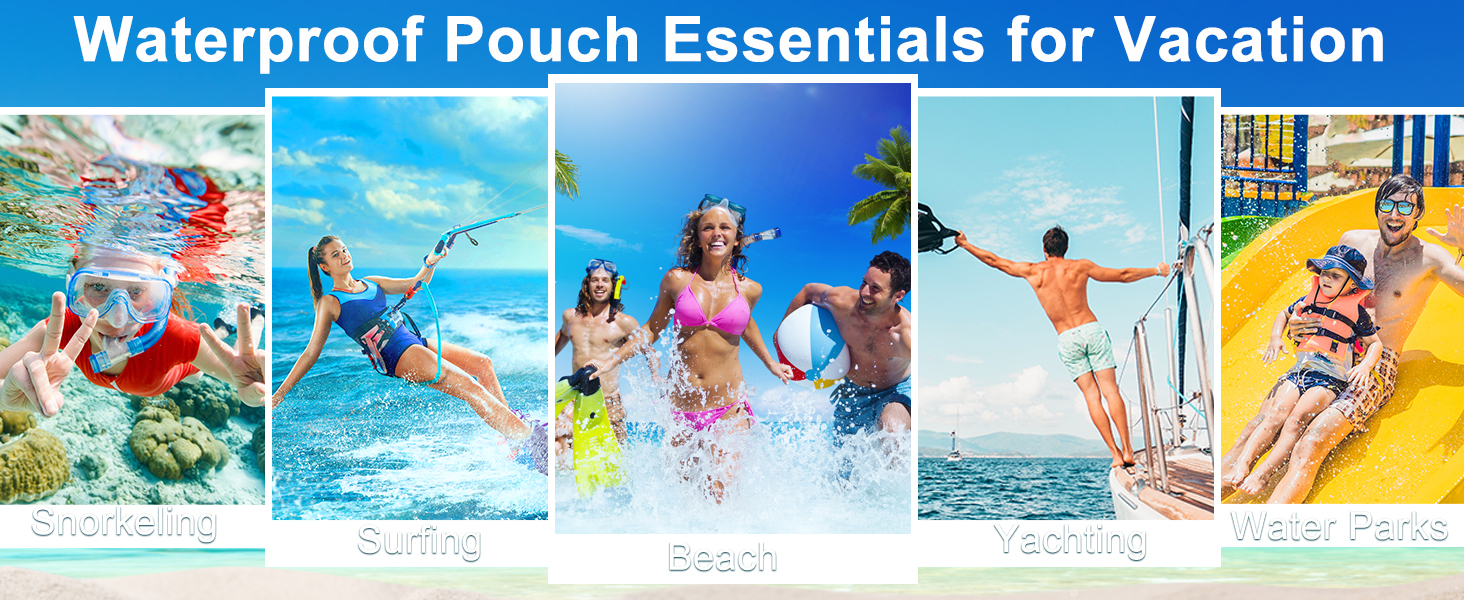 waterproof phone protector pouch iphone water case holder necklace under water park pool Vacation