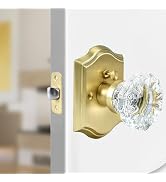 Floresita Crystal Door Knobs, Brushed Gold Glass Door Knobs Interior Rose Shape with Lock Privacy...