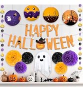 KatchOn, Halloween Party Decoration Set - Pack of 13 | Halloween Pompom, Happy Halloween Garland ...