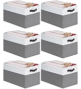 Cupic Cupid 6-Pack Fabric Storage Baskets, Closet Storage Bins with Handles for Shelves, Collapsi...