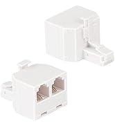 Lativu Phone Line Splitter, 2 Pack Phone Splitter for Landline, White RJ11 6P4C Splitter Male to ...