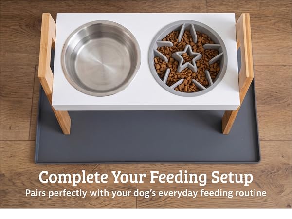 Leash Boss Raised-Edge Silicone Dog Food Mat - Waterproof Pet Mat for Dog Food & Water Bowls