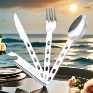 Richwalk 4 in 1 Camping Utensil – Spoon, Fork, Knife & Bottle/Can Opener Combo