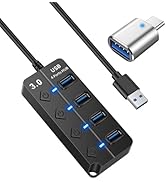 KLAQQED USB Hub 3.0, USB Splitter1 in 4 Out, USB Extender USB Adapter Multiple Port USB Station D...