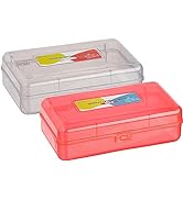 Enday Pencil Box, Plastic Pencil Case, Multipurpose Storage Utility Box Organizer with Snap Closu...