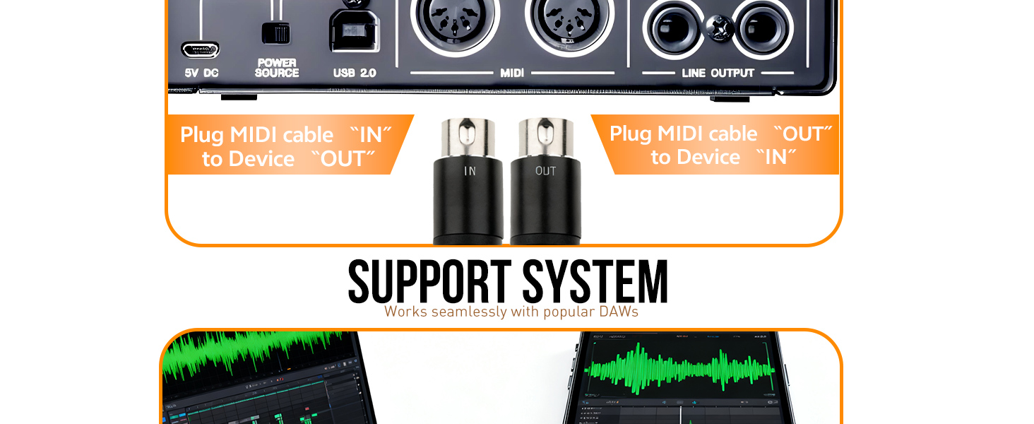 Midi to usb cable