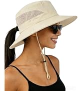 SENWAI Unisex UPF50+ Sun Hat with Ponytail Hole, UV Protection Wide Brim Bucket Hat for Men Women...