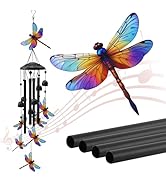 Dragonfly Wind Chimes for Outside, Black Metal Windchimes Outdoors, Dragonflies Gifts for Women/M...