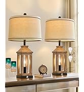 G-SAFAVA 23.75" Farmhouse Dual USB Charging Ports 3-Way Dimmable Touch Control Table Lamp with Ni...