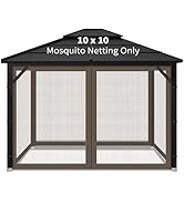 Gazebo Replacement Mosquito Netting Outdoor Universal Gazebo Canopy 4-Panels Screen Sidewalls wit...