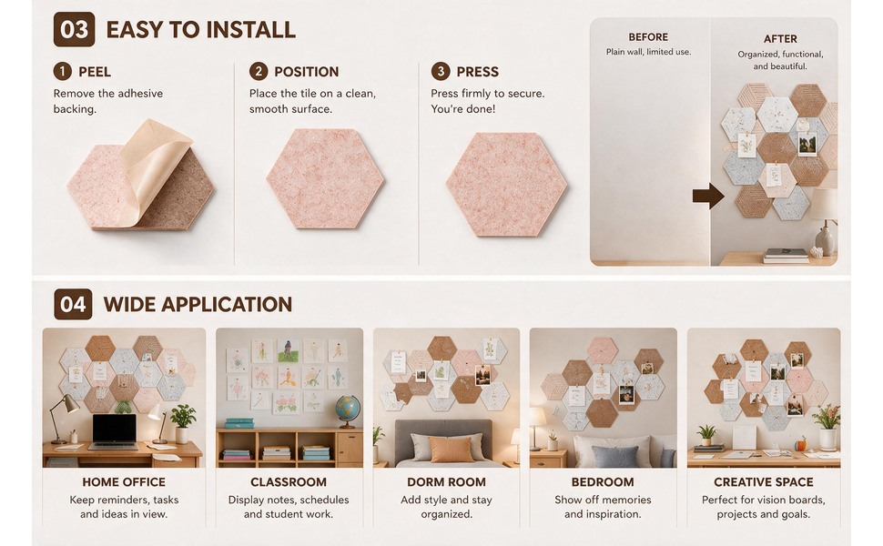 Fwpelt Mini Cork Board Strips for Walls, Small Corkboards for Wall
