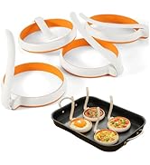 GAGAQI Silicone Fried Egg Cooker Rings Set,Nonstick,Easy to Use&Clean, 4-pack, Round Egg Mold for...