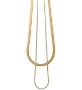 Jemjosh simple 14K gold plated Choker necklace dainty layered stainless steel necklace for Women ...