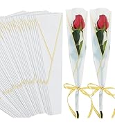 BEISHIDA 100 PCS Single Rose Sleeve Plastic Single Flower Wrapping Rose Packaging Cellophane Flow...