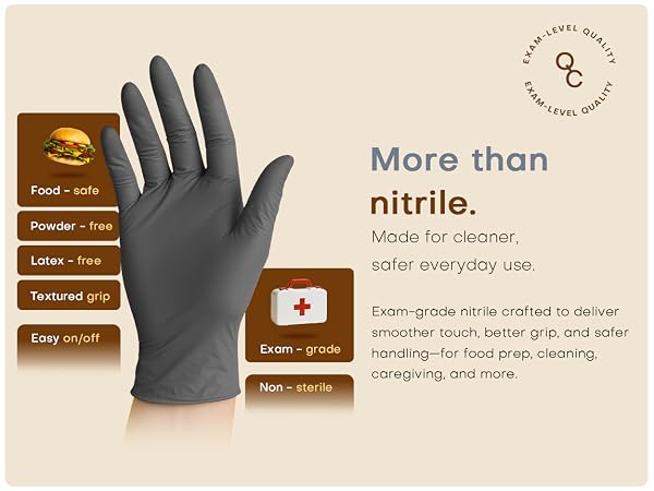 Exam-grade nitrile deliver smoother touch better grip safer handling food prep cleaning caregiving
