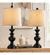PARTPHONER Farmhouse Table Lamp Set of 2, Rustic Table Lamps for Living Room Bedroom, 22" Mid Cen...