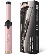 USB Rechargeable Cordless Curling Iron & Straightener 2-in-1, Mini Travel Hair Styler with Dual T...