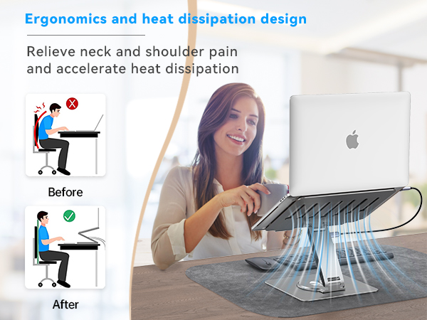 ergonomic laptop stand for desk cooling design