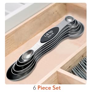 magnetic measuring spoons;measuring spoons magnetic;nesting measuring spoons;magnetic measuring cups