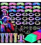HONLYNE 142 PCS Glow in the Dark Party Supplies, 14PCS Foam Glow Sticks, 14PCS Light Up Headband,...