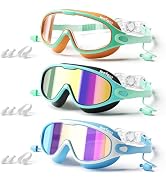 LEEIGGT Swim Goggles for Kids, Anti Fog UV Protection, Leakproof Wide ViewSwimming Goggles Youth ...