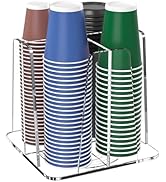 HOUSEDOMO Coffee Cup Organizer for Countertop - Rotating Plastic Cup Holder 4 Compartments Clear ...