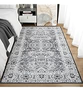ULTSOFE Area Rug 4x6 Washable Rug Grey Boho Rugs for Bedroom Bedside Living Room, Non Slip Low Pi...