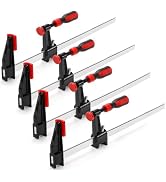 ZAVOOS 4 Pack Bar Clamps for Woodworking, 12 Inch One-Handed Medium Duty Steel F Clamps Set, 600 ...