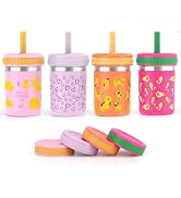 Sursip Stainless Steel Toddler Cups with Straws and Lids, Spill Resistant Sippy Cup Kids Tumbler ...
