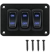 ULITECO Rocker Switch Panel, 3 Gang Toggle Switch Panel 12V, Wateroproof 5Pins Boat On-Off Switch...
