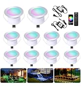 INDARUN Smart LED Recessed Deck Lights Outdoor Waterproof, 10 Pack 12V Low Voltage RGB Deck Lamp ...