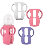 3 Pack Silicone Sleeves with Handles for Avent Natural Glass Baby Bottles, Anti Breakage Baby Bot...