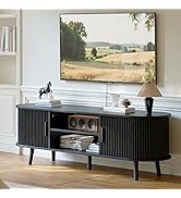 ChooChoo Mid Century Modern TV Stand for TVs up to 60 Inch, Entertainment Center with Fluted Slid...