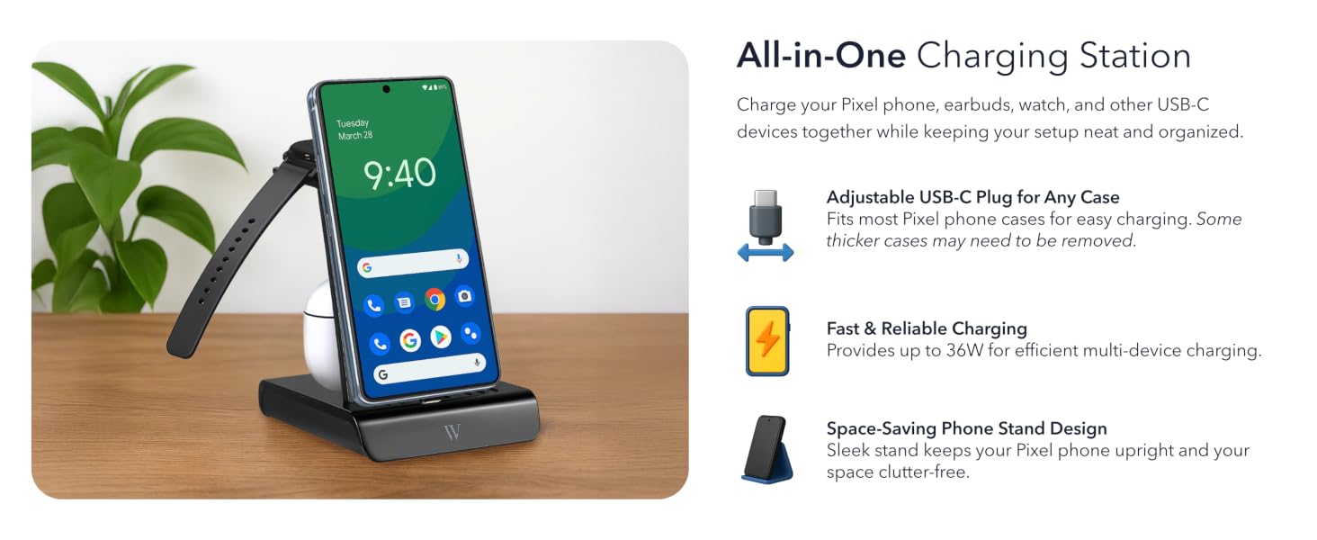 charging station keeps your setup neat and organized while eliminating messy cables