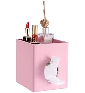 Sumnacon Square Tissue Box Cover with Storage Tray, Decorative Cube Tissue Holder PU Leather Faci...