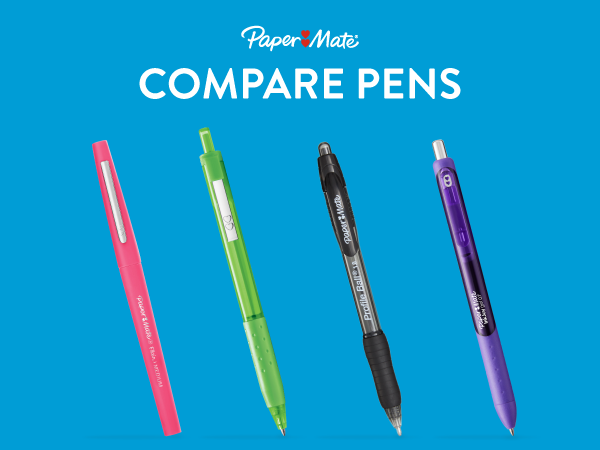 paper mate compare pen portfolio pink green black purple blue colorful write office school teacher
