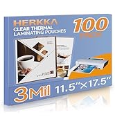 HERKKA 100 Pack Laminating Sheets, Hold 11 x 17 Inch Sheet, 3 Mil Clear Thermal Laminating Pouche...