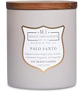 Manly Indulgence Palo Santo Scented Jar Candle for Men, Wood Wicked Candle, 15 oz - Cedarwood, Be...