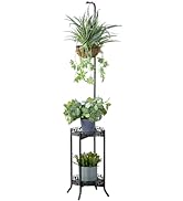 COPREE 2-tier Hanging Plant Stand, Space-Saving Iron Planter Shelves Flower Pot Organizer Rack Mu...