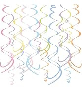 HonuGoGo 48PCS Pastel Paper Swirl Decorations Hanging Ceiling Streamers for Birthday, Spring, Bri...