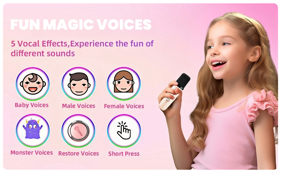 Kids Karaoke Machine for Girls with 2 Wireless Microphones