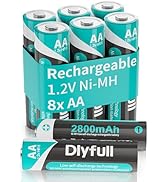 DLYPOW Rechargeable AA Batteries, 2800mAh High Capacity AA Rechargeable Batteries with Low Self D...