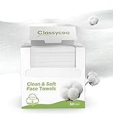 Classycoo 100% USA Organic-Cotton Disposable Face Towel, Ultra-Soft for Sensitive-Skin Facial Wip...