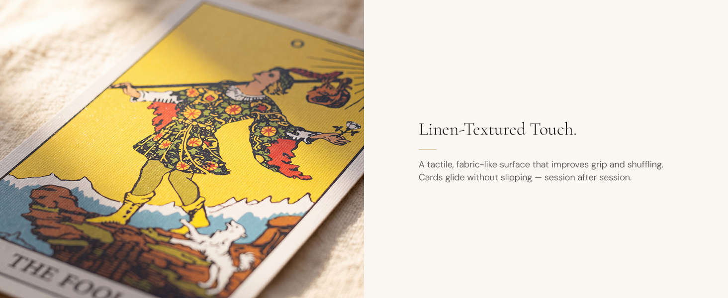 linen embossed tarot card surface macro texture 350 GSM premium cardstock close up